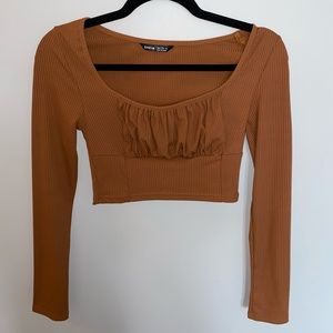 Runched Bust Ribbed Crop Top🤎